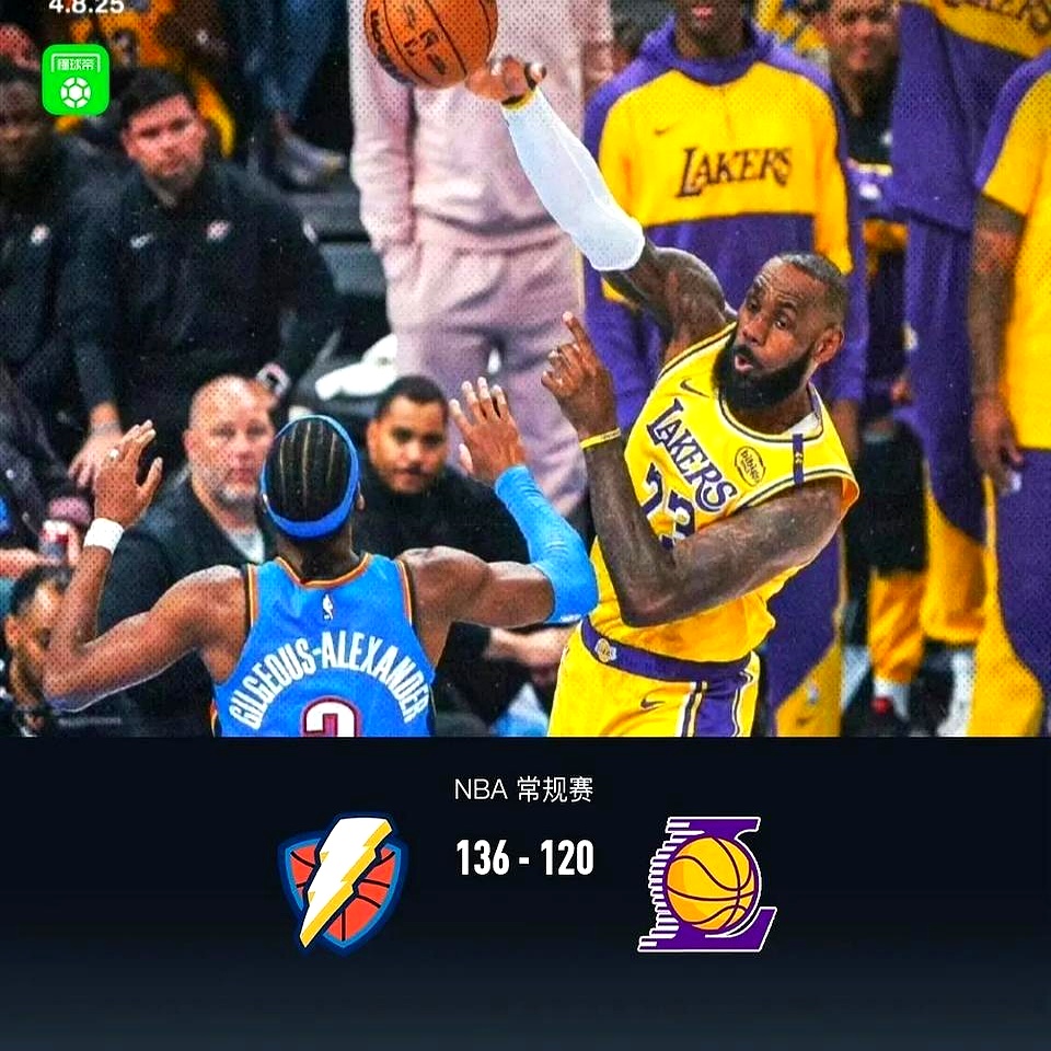 NBA:湖人胜雷霆，继续赢得连胜